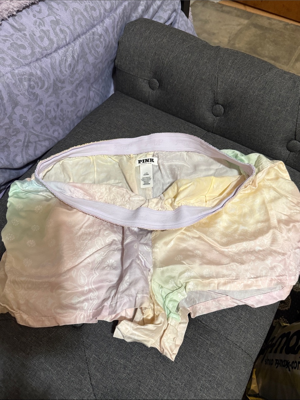 PINK Victoria's Secret Pastel Satin Tie-Dye Sleep Shorts